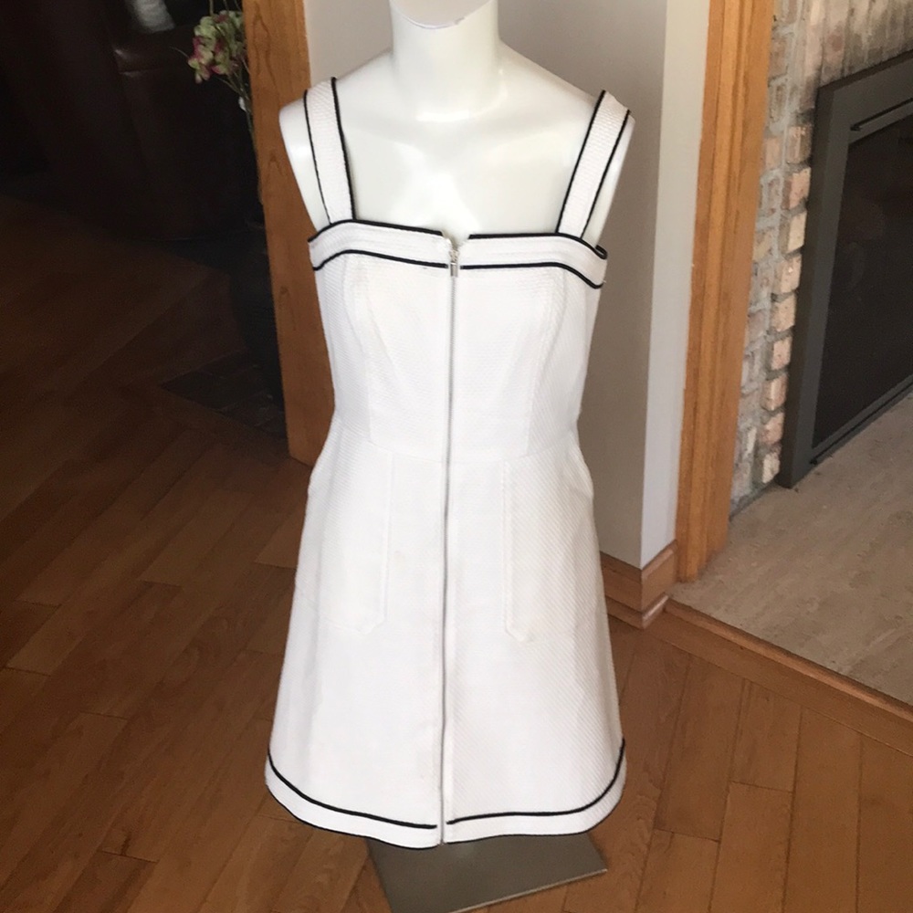 Ann Taylor white dress with dark navy trim